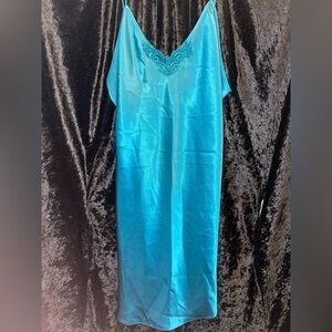 Vintage Teal Satin Slip Lingerie/Sleepwear